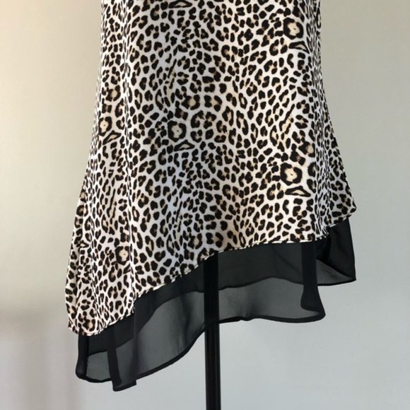Womens Zac & Rachel V neck Asymmetrical Leopard print sleeveless top size S - Picture 2 of 10